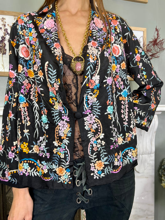Magnolia, 40s Oriental floral embroidered jacket