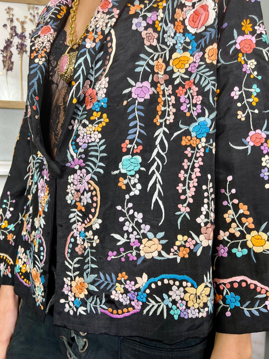Magnolia, 40s Oriental floral embroidered jacket