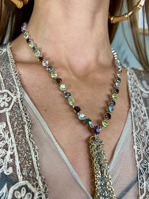 Sistine, reworked vintage diamanté necklace with chain tassel