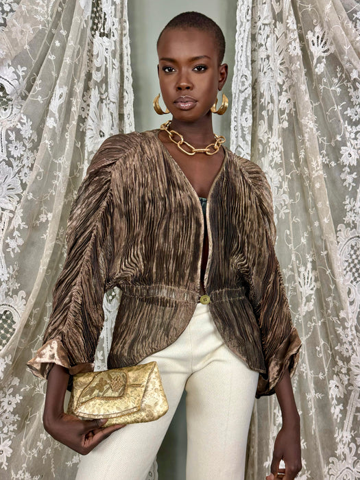 Krizia, 80s metallic pleated jacket