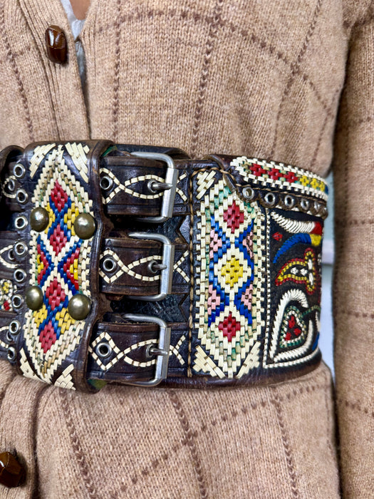 Inga, North American leather woven belt