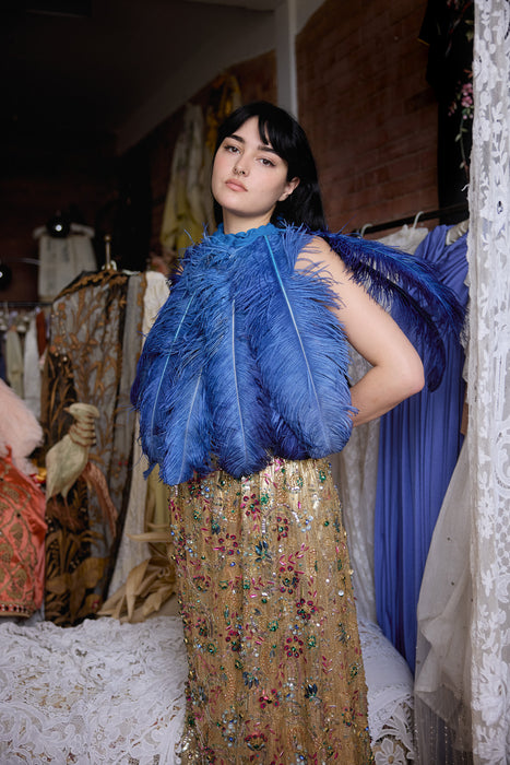 Angel, 20s Austrich feather cobalt blue cape