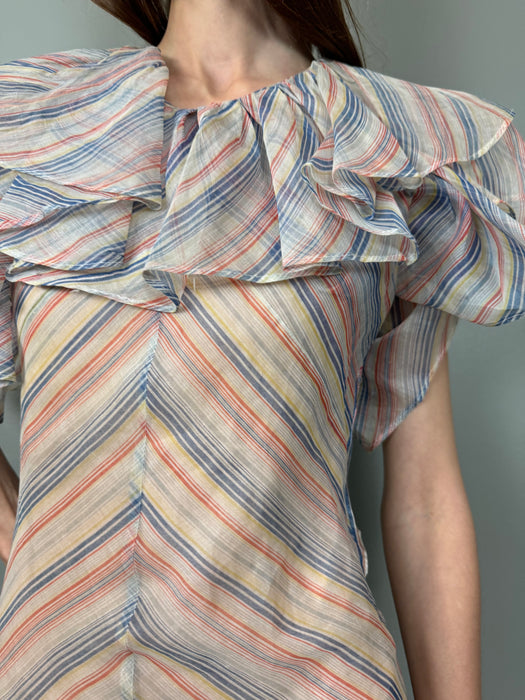 Mina, 30s organza chevron print bias cut dress