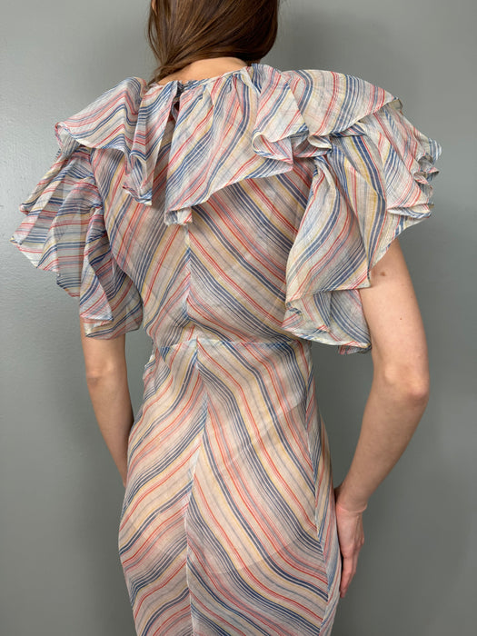 Mina, 30s organza chevron print bias cut dress