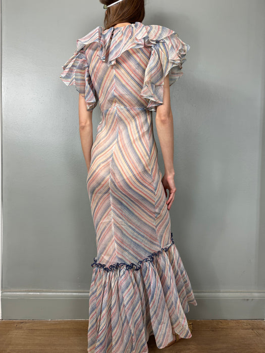 Mina, 30s organza chevron print bias cut dress
