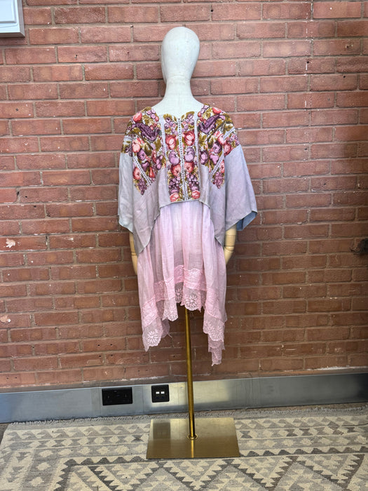 Dolly, reworked embroidered 40s Eastern European tunic in Cotton