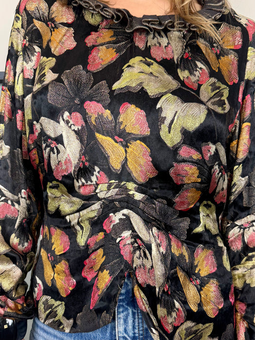 Raj, 30s floral lamé blouse