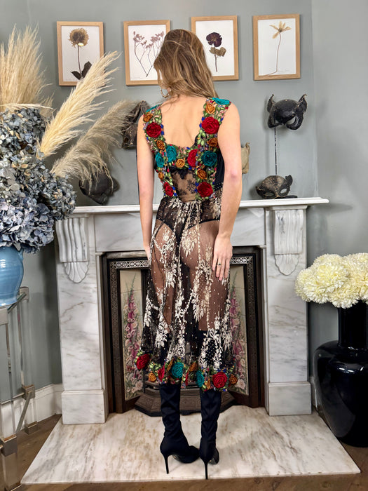 Carmen, reworked 20s lace and floral dress