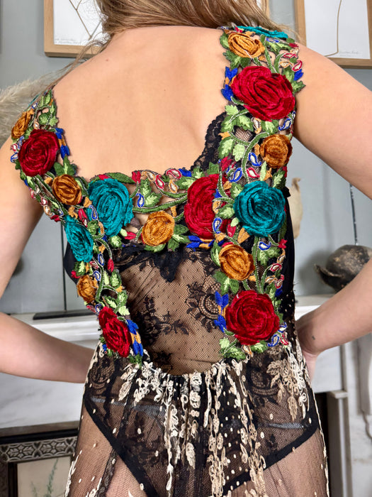 Carmen, reworked 20s lace and floral dress