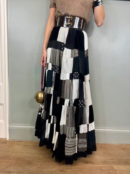 Dominique, 70s patchwork monochrome skirt