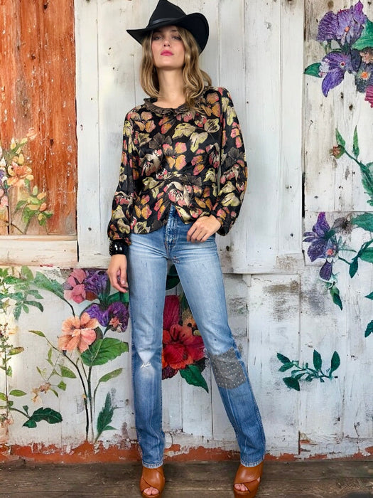 Raj, 30s floral lamé blouse