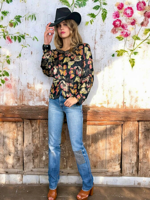 Raj, 30s floral lamé blouse