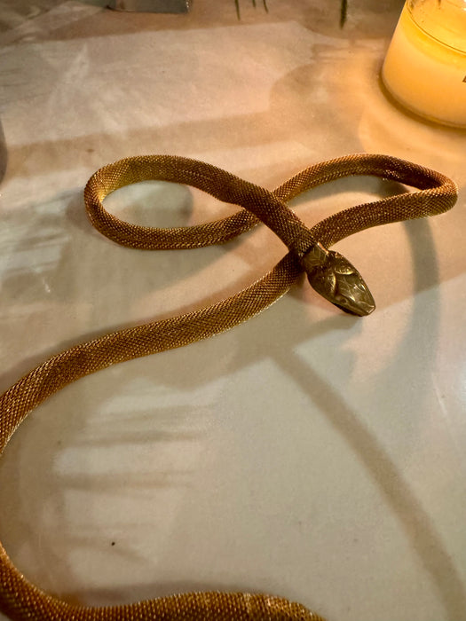 Flora, 20s gold snake adjustable necklace/belt