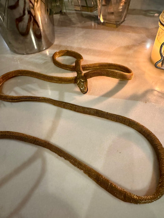 Flora, 20s gold snake adjustable necklace/belt