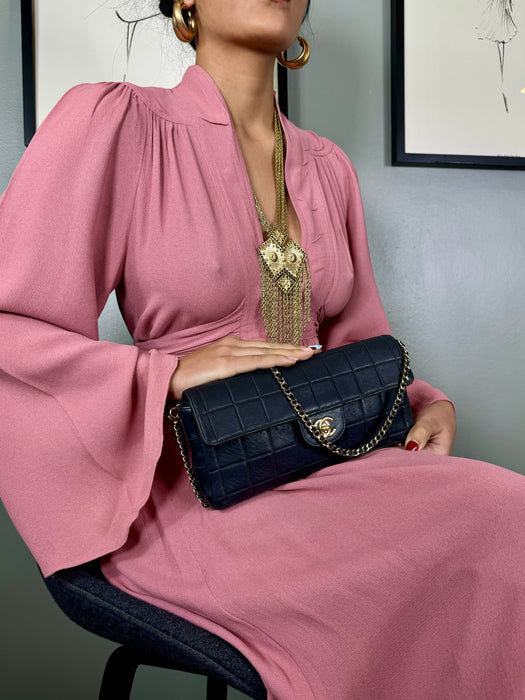 Chanel, 80s 'Chocolate bar' black leather handbag