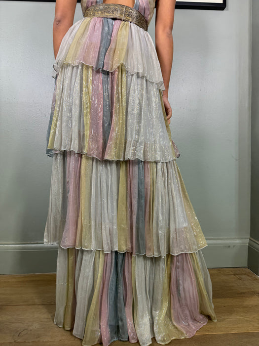 Delphi, 70s tiered silk dress
