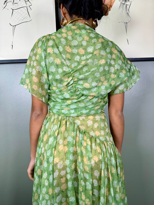 Preen, does 40s draped floral dress