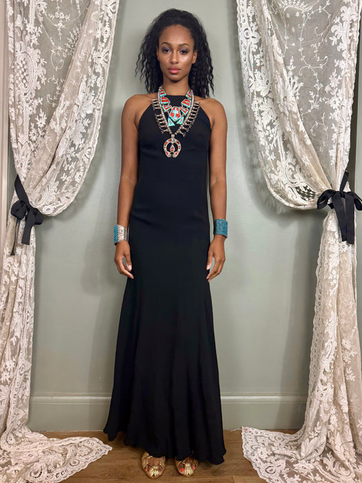Ralph Lauren, purple label, long black silk bias cut dress