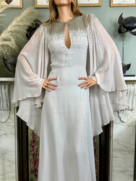 Amanda Wakely, grey Goddess beaded gown