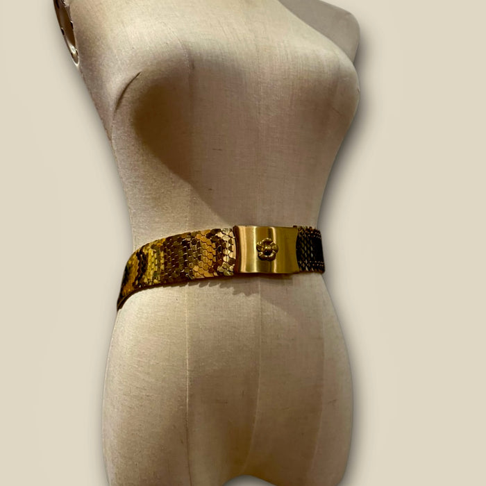 Voss, 70s fishscale elastic gold belt