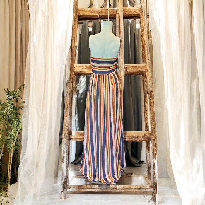 Tori, 40s striped silk long bustier dress
