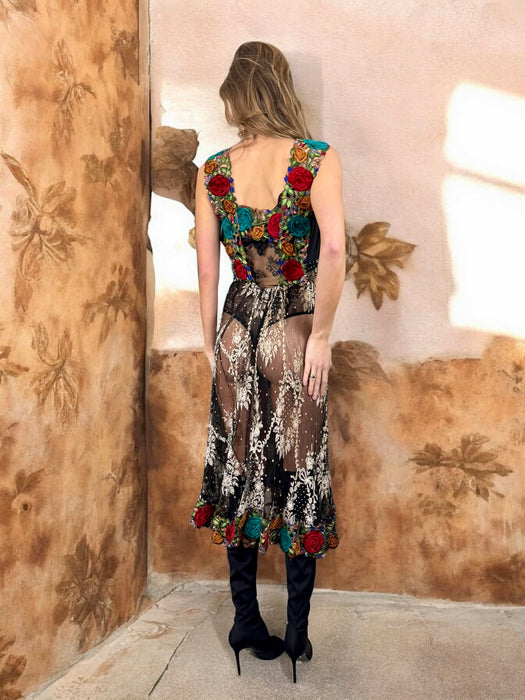 Carmen, reworked 20s lace and floral dress