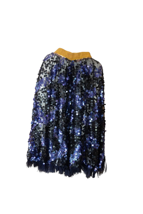 Patricia, original 1920s blue and black large sequin cape with feather trim