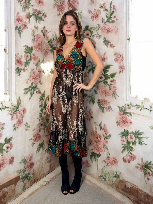 Carmen, reworked 20s lace and floral dress