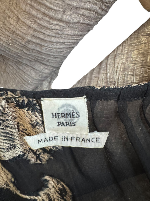 Hermés, 90s silk print jacquard blouse