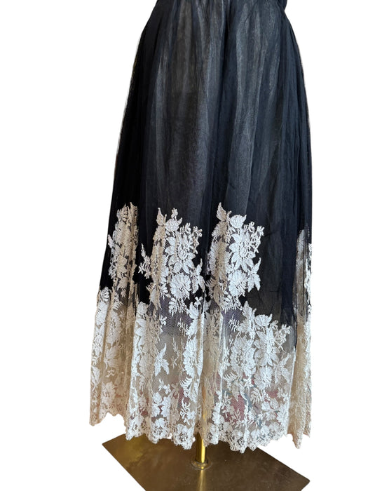 Florian, reworked 30s black silk net and white lace dress