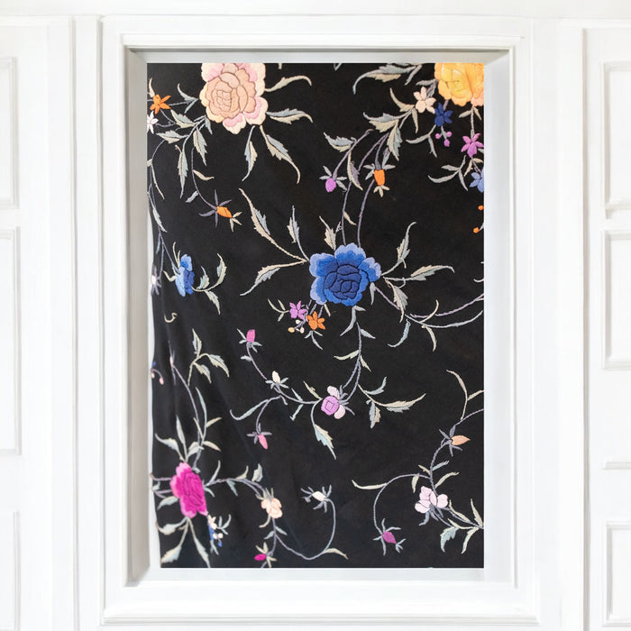 Paris, reworked 40s embroidered floral fringed shawl dress