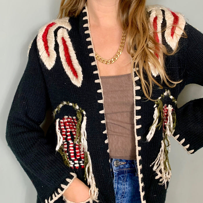 Arianna, embroidered fringed jacket