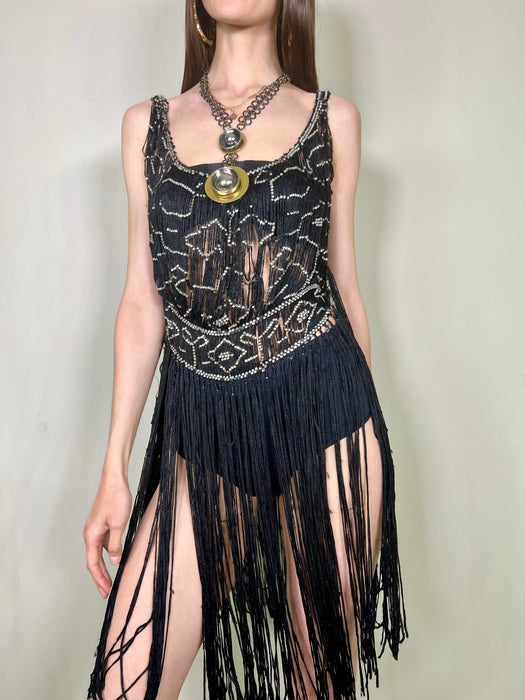 Eris, black and diamanté 20s tabard