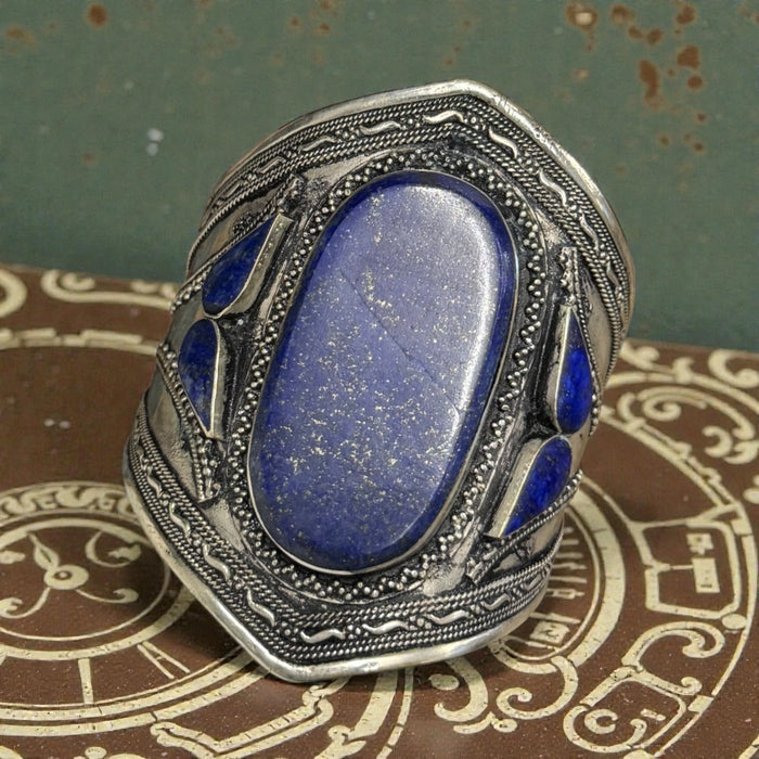 Lydia, Antique Native American lapis metal cuff