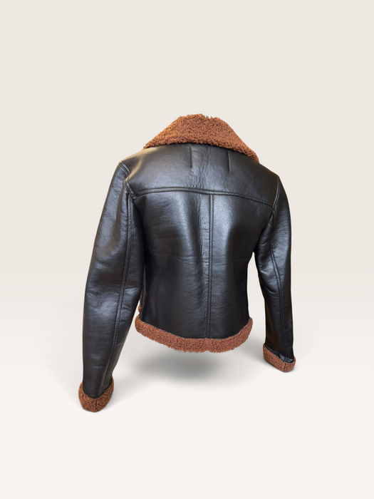 Beacon, faux leather teddy lined brown jacket