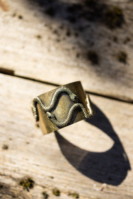 Shona, 70s brass double snake cuff