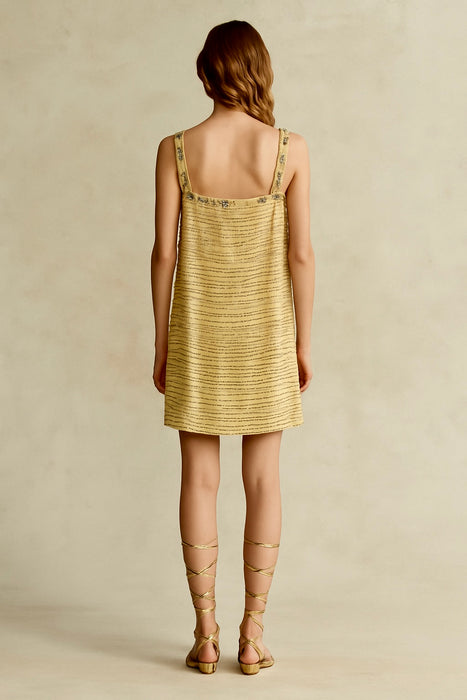 Lanvin 2005,beaded silk gold dress