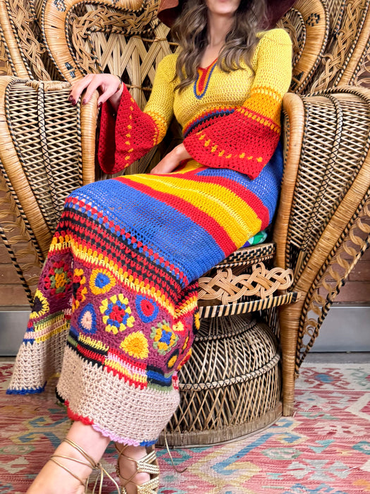 Jodie, 70s crochet long dress
