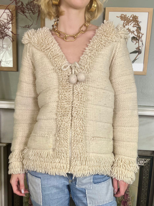 Jane, cream 70s zip up cardigan