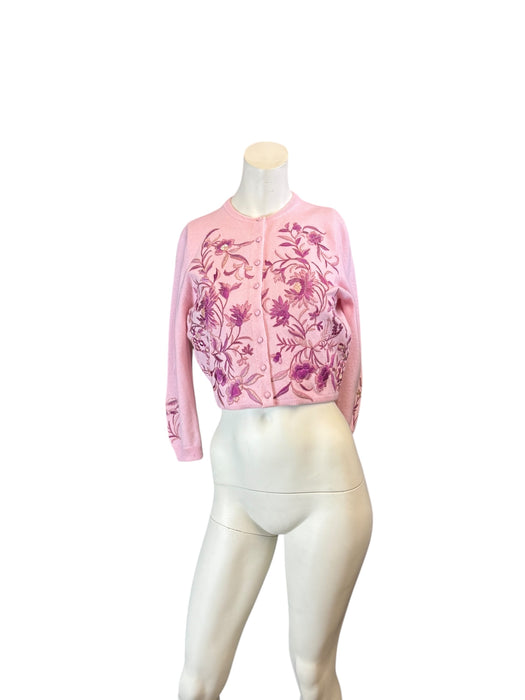 Helen Bond, 50s cashmere and floral embroidered cardigan