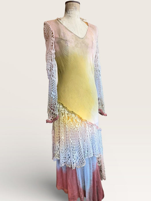 Tommy, vintage  handmade crochet and cotton muslin asymmetric dress