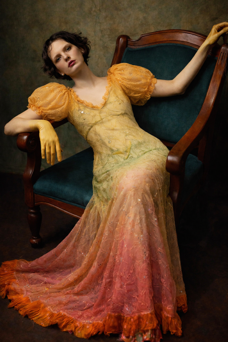 Oscar, 30s hand dyed ombré organza eyelet dress