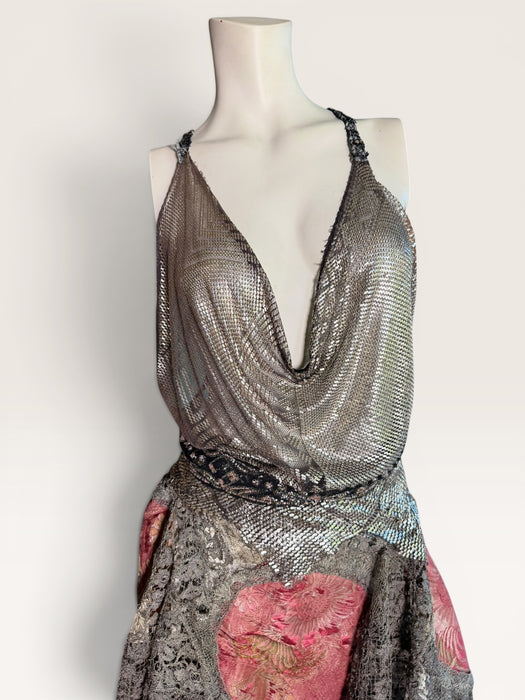 Troy, 30s Assuit reworked Assuit top and Edwardian metallic lace skirt