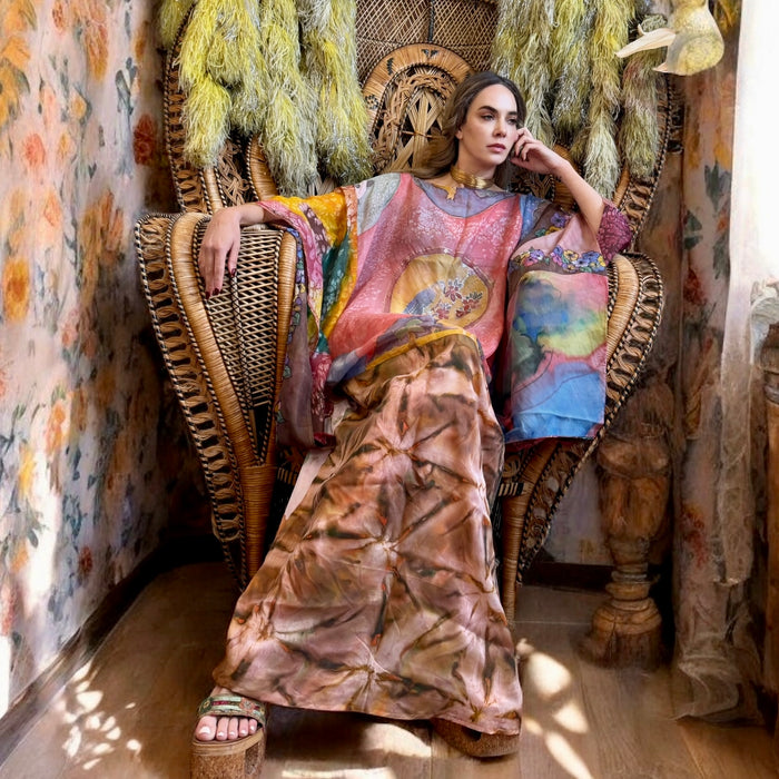 Lorena, 70s hand painted silk kaftan