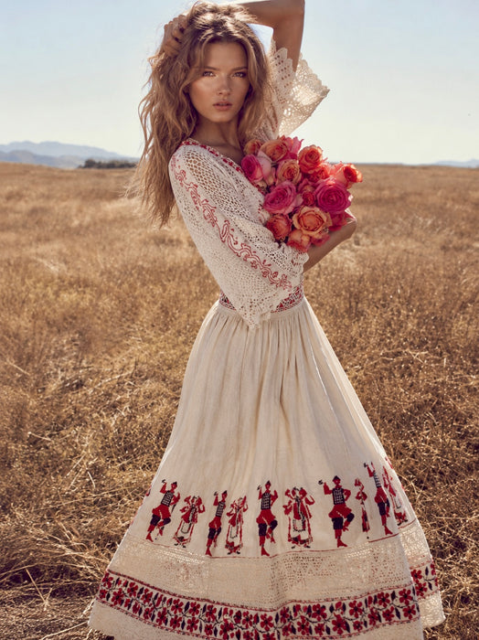 Dahlia, reworked Eastern European folk embroidered dress One Vintage Dahlia, reworked Eastern European folk embroidered dress One Vintage