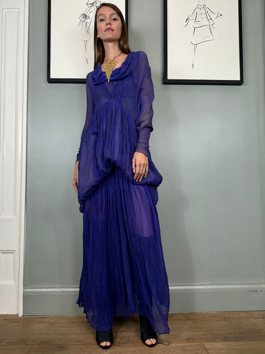 Jude, 30s chiffon purple pleated dress