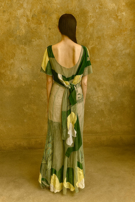 Borgia, reworked 30s silk net and leaf embroidered dress