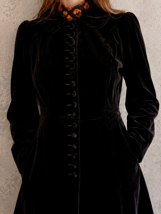 Ossie Clark, 1970s black velvet equestrian style coat