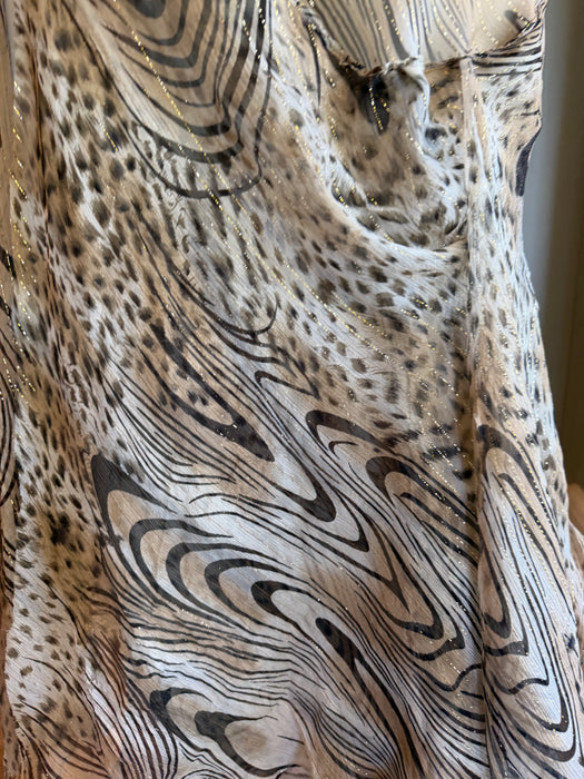 Ranah, 90s bias cut animal print asymmetric chiffon dress