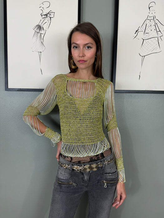 Loris Azzaro, 70s knit and chain long sleeve top